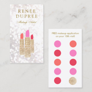 Makeup Artist Gold Lipstick 10 Punch Loyalty Card