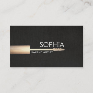 Makeup Artist Gold Mascara On Faux Black Linen 2 Business Card