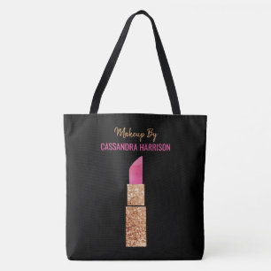 Makeup Artist Gold Sequin Glam Lipstick Salon Tote Bag