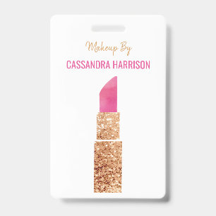 Makeup Artist Gold Sequin Watercolor Beauty Salon Badge