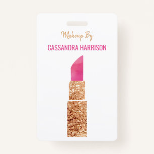 Makeup Artist Gold Sequin Watercolor Beauty Salon Badge