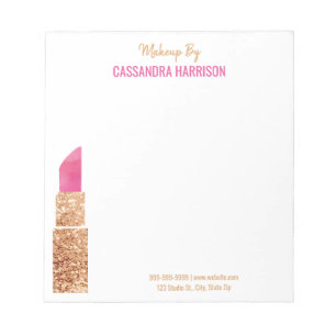 Makeup Artist Gold Sequin Watercolor Beauty Salon Notepad