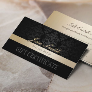 Makeup Artist Gold Striped Damask Gift Certificate