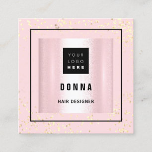 Makeup ARTIST Hair Beauty Pink Logo QR CODE  Square Business Card