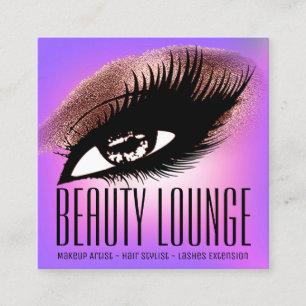 Makeup Artist Hair Eyelash Glitter Pink Rose Square Business Card