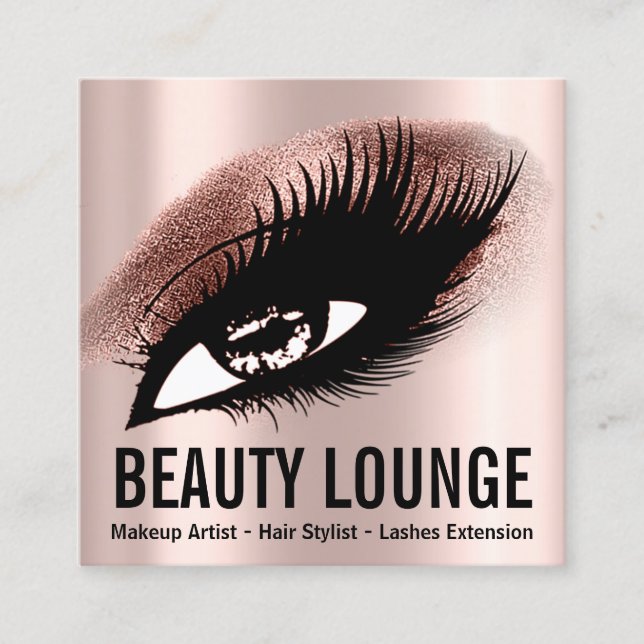 Makeup Artist Hair Eyelash Lux Rose Professional Square Business Card (Front)