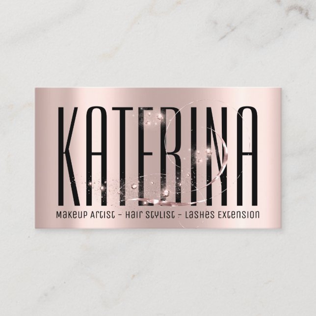 Makeup Artist Hair Salon Eyelash Rose Diamond Business Card (Front)