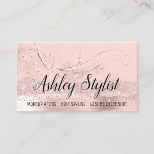 Makeup Artist Hair Salon Eyelash Scissors Rose Business Card