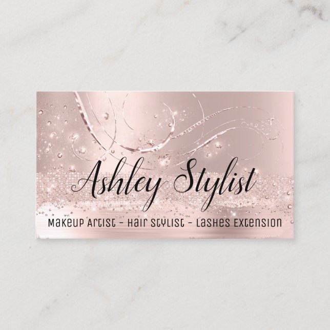 Makeup Artist Hair Salon Lash Extensions Rose Business Card (Front)