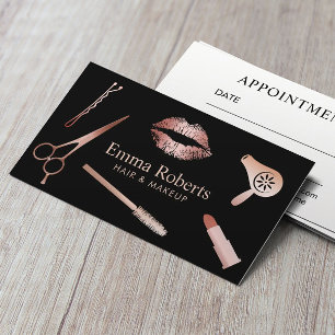Makeup Artist & Hair Salon Rose Gold Appointment Card