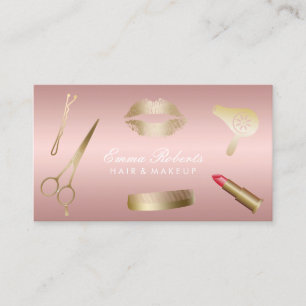 Makeup Artist Hair Salon Trendy Rose Gold Business Card