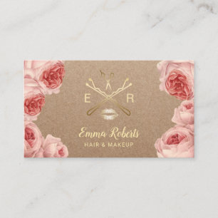 Makeup Artist Hair Salon Vintage Floral Kraft Business Card
