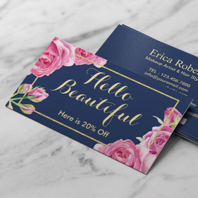 Makeup Artist Hair Salon Vintage Floral Referral (Creator Uploaded)