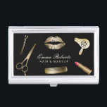 Makeup Artist Hair Stylist Black Gold Beauty Salon Business Card Holder<br><div class="desc">Makeup Artist Hair Stylist Black & Gold Beauty Salon Business Card Holder.</div>