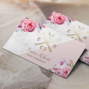Makeup Artist Hair Stylist Elegant Floral Salon Business Card