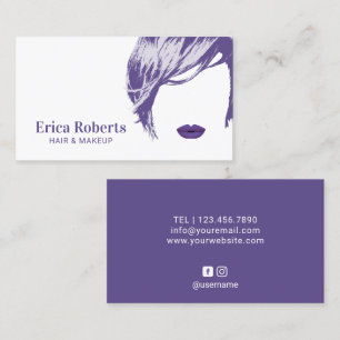Makeup Artist Hair Stylist Elegant Violet Salon Business Card