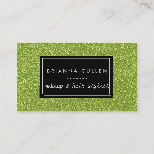 Makeup Artist Hair Stylist Funky Silver Glitter Business Card (Front)