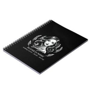 Makeup Artist Hair Stylist Modern Black White Gold Notebook