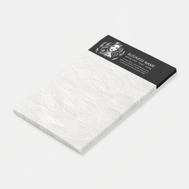 Makeup Artist Hair Stylist Modern Black White Gold Post-it Notes (Angled)