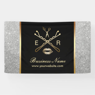 Makeup Artist Hair Stylist Modern Silver Glitter Banner