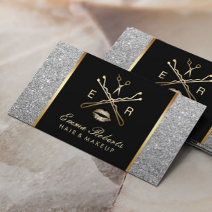 Makeup Artist Hair Stylist Modern Silver Glitter Business Card