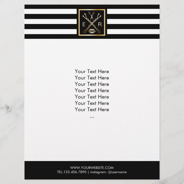 Makeup Artist Hair Stylist Modern Stripes Salon Flyer (Front)