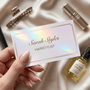 Makeup Artist Hair Stylist Opal Holographic  Business Card