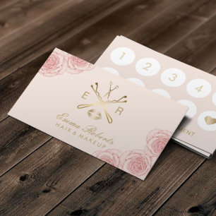 Makeup Artist Hair Stylist Rose Floral Loyalty Card