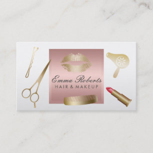 Makeup Artist Hair Stylist Rose Gold Box Salon Business Card