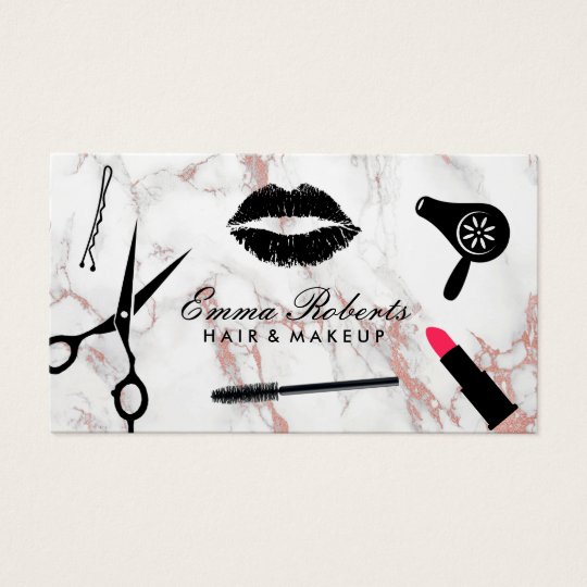 Makeup Artist Hair Stylist Rose Gold Marble Business Card