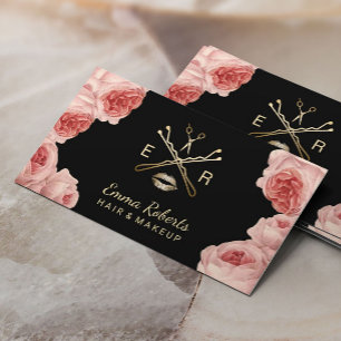 Makeup Artist & Hair Stylist Salon Vintage Floral Business Card