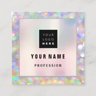 Makeup ARTIST Holograph Unique Blush Logo Square Business Card