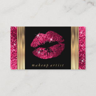 Makeup Artist Hot Pink Glitter Business Card