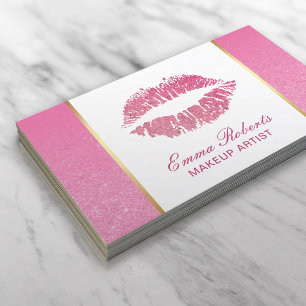Makeup Artist Hot Pink Lips Modern Beauty Salon Business Card