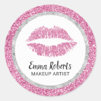 Makeup Artist Hot Pink Lips Modern Faux Glitter