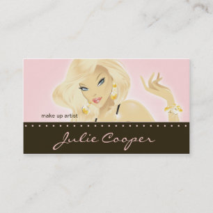 Makeup Artist Jewellery Pretty Blonde Woman Pink Business Card