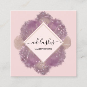 Makeup Artist Lash Beauty Studio Floral Rose Square Business Card