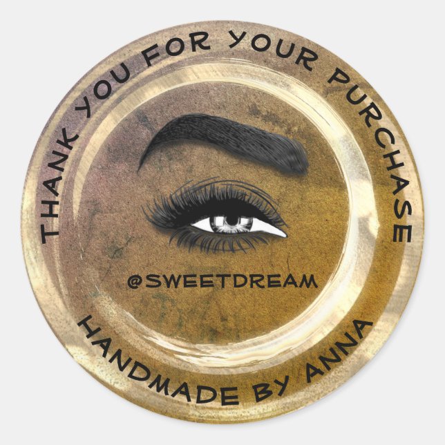 Makeup Artist Lash Cleaner Grey Golden Grunge Classic Round Sticker (Front)