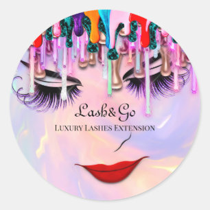 Makeup Artist Lash Extension Drips Princess Classic Round Sticker