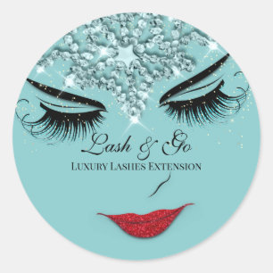 Makeup Artist Lash Extension Lip Princess Teal Classic Round Sticker