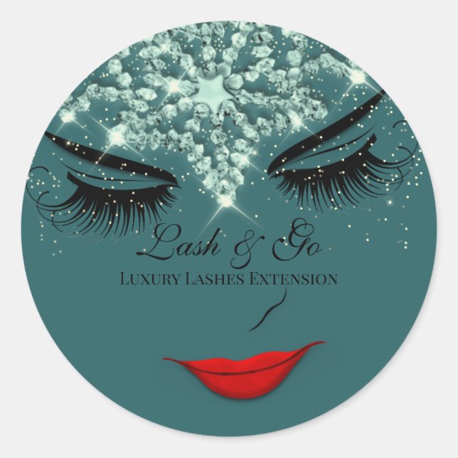 Makeup Artist Lash Extension Lip SmokyTeal Classic Round Sticker (Front)