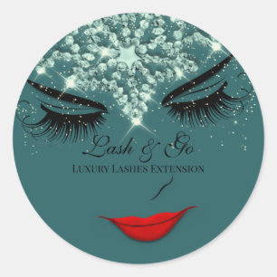 Makeup Artist Lash Extension Lip SmokyTeal Classic Round Sticker