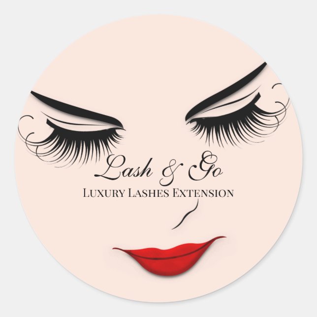 Makeup Artist Lash Extension Lips Rose Blush Classic Round Sticker (Front)