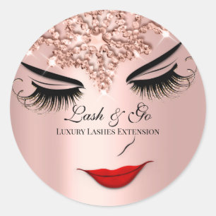 Makeup Artist Lash Extension Lips Rose Royal Classic Round Sticker