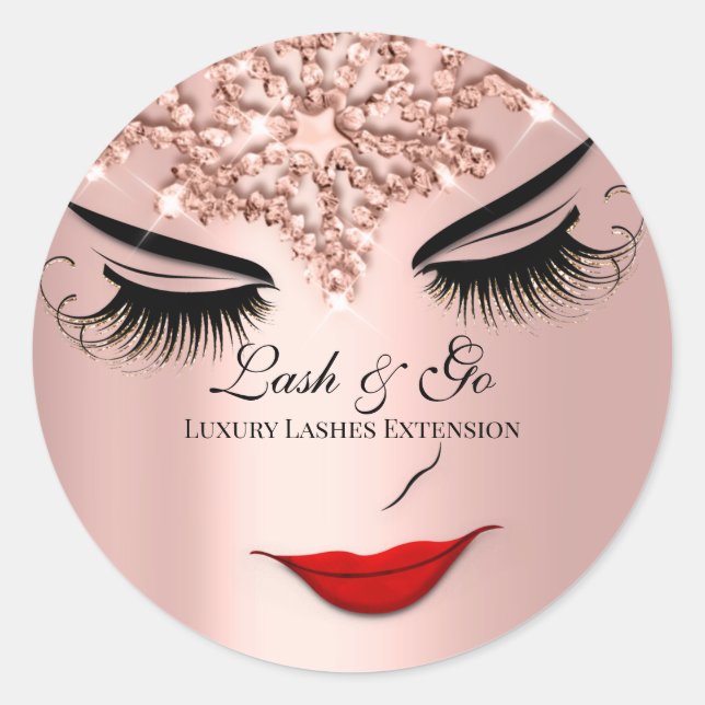 Makeup Artist Lash Extension Lips Rose Royal Classic Round Sticker (Front)