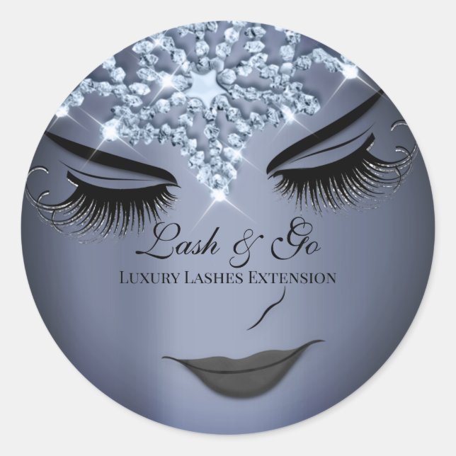 Makeup Artist Lash Extension Lips Royal Blue Smoky Classic Round Sticker (Front)
