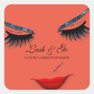 Makeup Artist Lash Extension Makeup Red Lips Square Sticker
