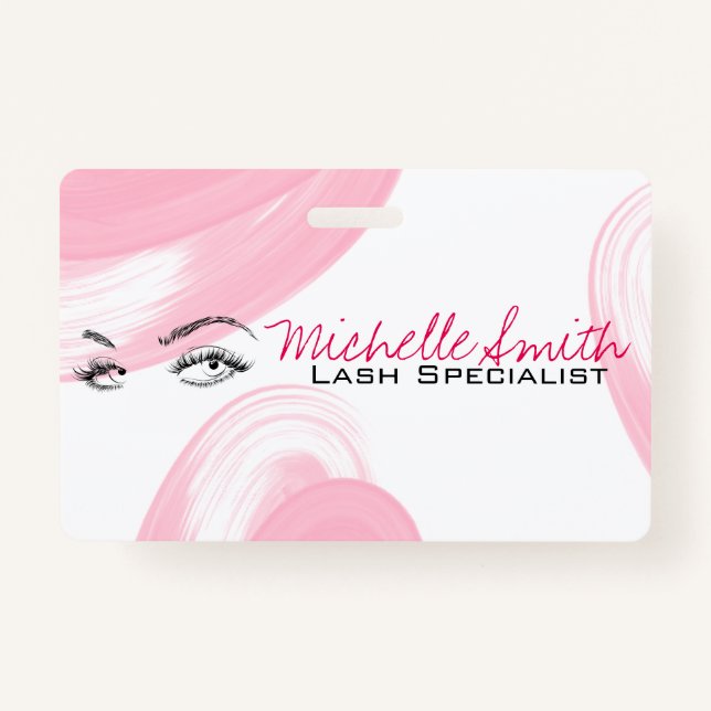 Makeup Artist Lash Extensions Lashes Brows Pink  Badge (Front)