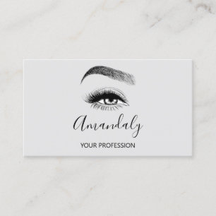 Makeup Artist Lash Friseur Logo QR CODE Grey Business Card