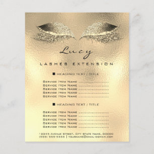 Makeup Artist Lash Glitter 2 Pages Price List Gold